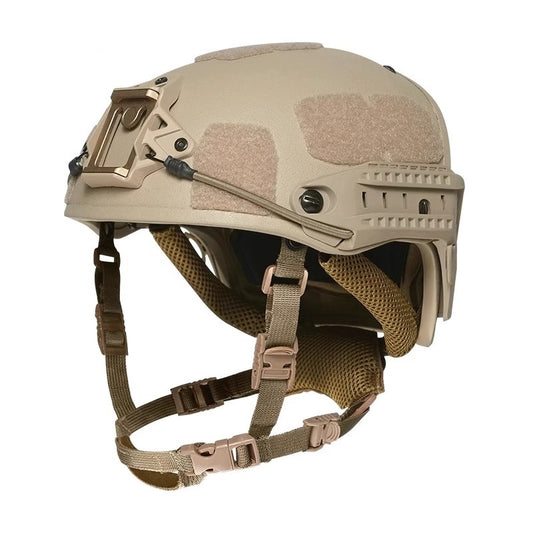 Front view Coyote Level IIIA AF tactical ballistic helmet, Aramid military combat bulletproof ballistic helmet with side rails & hook-and-loop panels