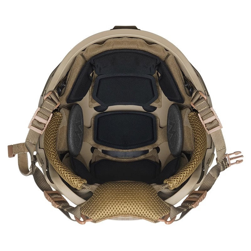 Side profile Coyote Level IIIA AF tactical ballistic helmet, Aramid military combat bulletproof helmet with accessory rails