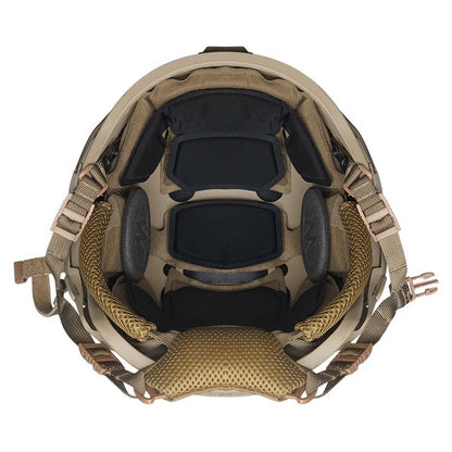 Side profile Coyote Level IIIA AF tactical ballistic helmet, Aramid military combat bulletproof helmet with accessory rails