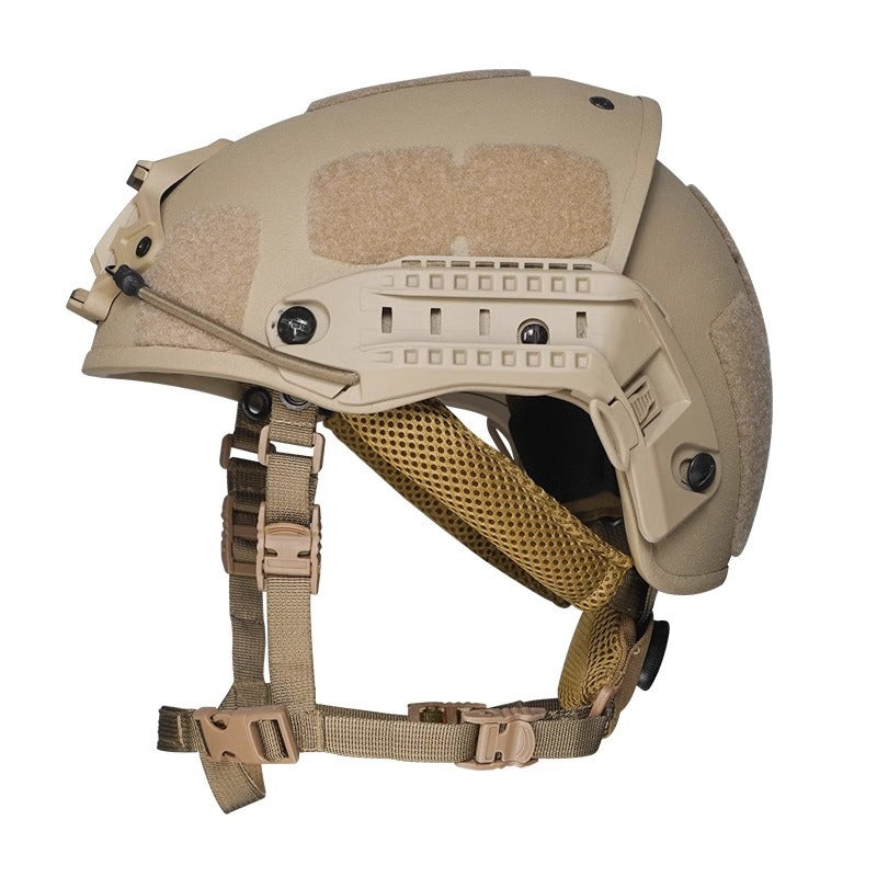 Top view Coyote Level IIIA AF tactical ballistic helmet, Aramid military combat bulletproof helmet with full shell hook-and-loop surface