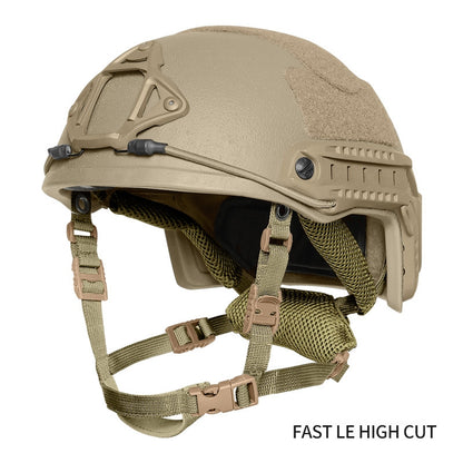 Front view Coyote Brown Level IIIA FAST LE tactical ballistic helmet, UHMWPE combat ballistic helmet