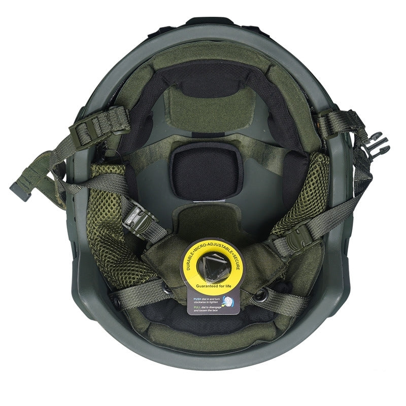 Inner padding closeup OD Green Level IIIA FAST LE tactical ballistic helmet, suspension system detail