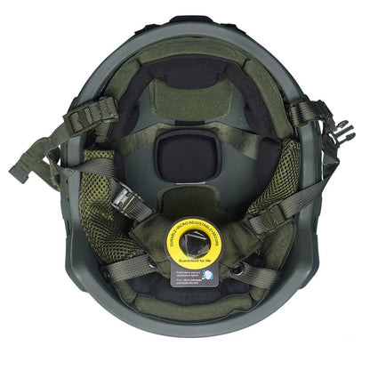 Inner padding closeup OD Green Level IIIA FAST LE tactical ballistic helmet, suspension system detail