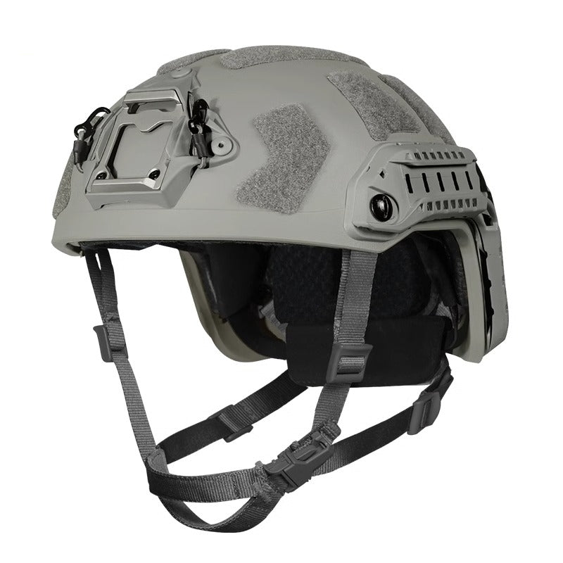 Front view of FG Green Level IIIA FAST SF maritime tactical ballistic helmet, UHMWPE military combat helmet with front mount and hook-and-loop patches