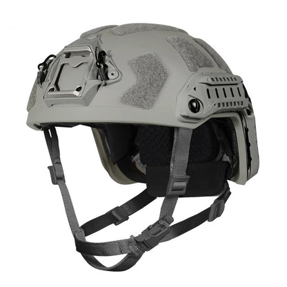 Front view of FG Green Level IIIA FAST SF maritime tactical ballistic helmet, UHMWPE military combat helmet with front mount and hook-and-loop patches