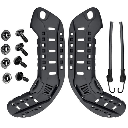 Black color MSA ARC helmet rails with NVG bungee and mounting hardware, high-density nylon construction for MICH helmets
