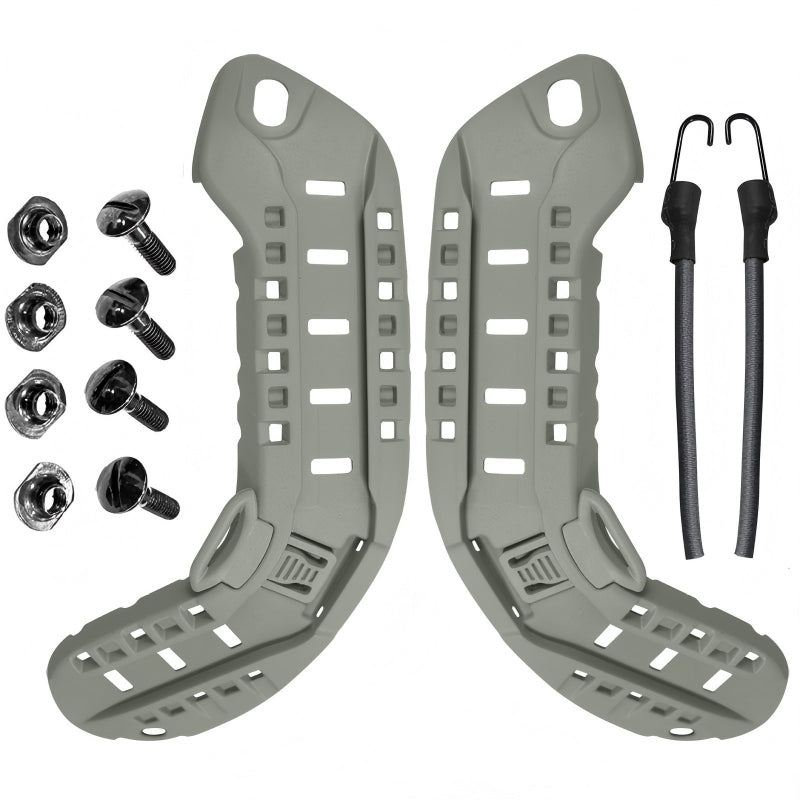 FG color MSA ARC helmet rails with NVG bungee and mounting hardware, high-density nylon construction for MICH helmets