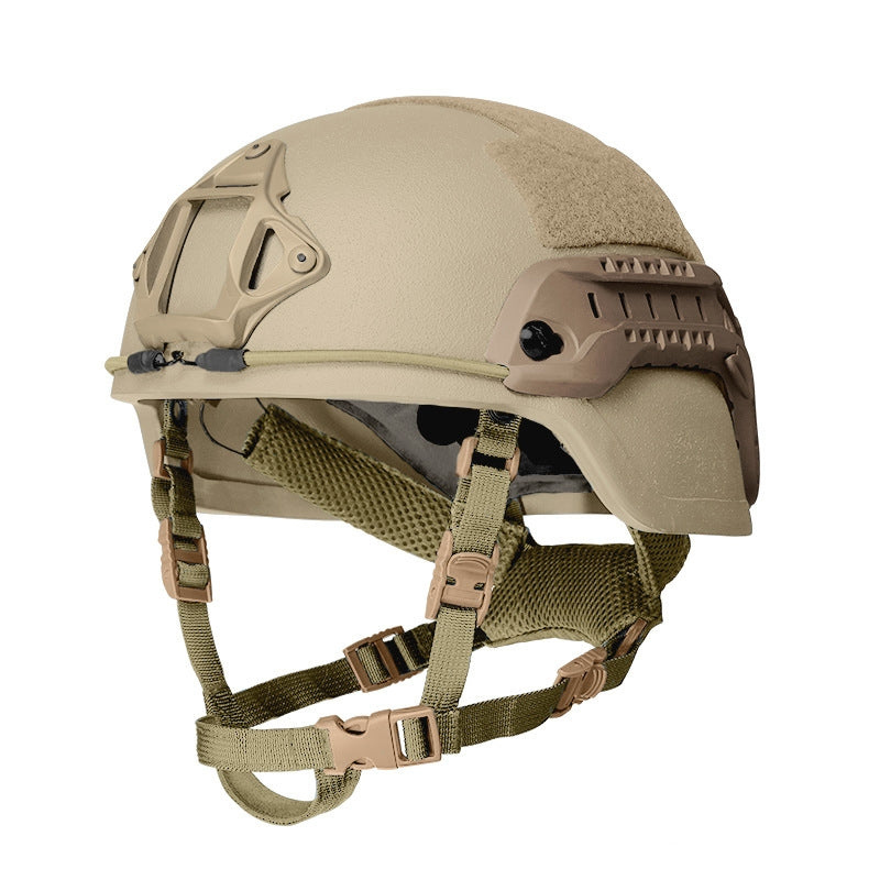 Front view FG Tan Level IIIA ACH MICH2000 tactical ballistic helmet, UHMWPE military combat helmet