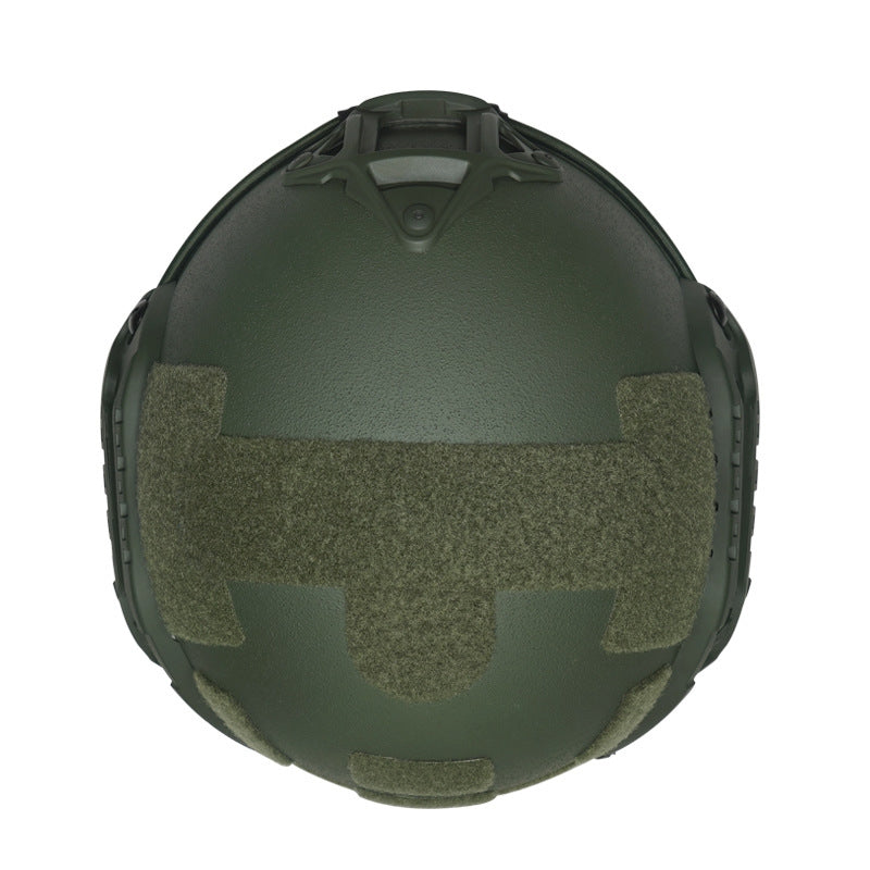 Top view OD Green Level IIIA ACH MICH2000 tactical ballistic helmet, full shell hook-and-loop surface UHMWPE combat helmet