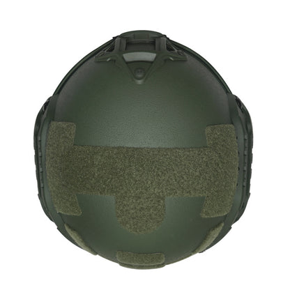 Top view OD Green Level IIIA ACH MICH2000 tactical ballistic helmet, full shell hook-and-loop surface UHMWPE combat helmet