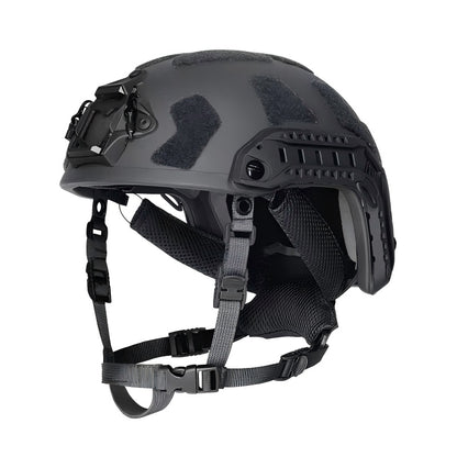 Side view of Coyote Brown FAST SF tactical ballistic helmet, Level IIIA bulletproof military ballistic combat helmet for law enforcement
