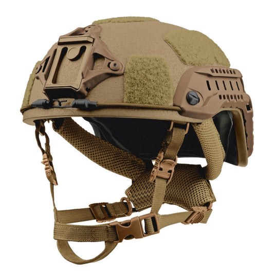 Front view of SBD Tactical Level IIIA High Cut MICH 2001 ballistic helmet in OD Green