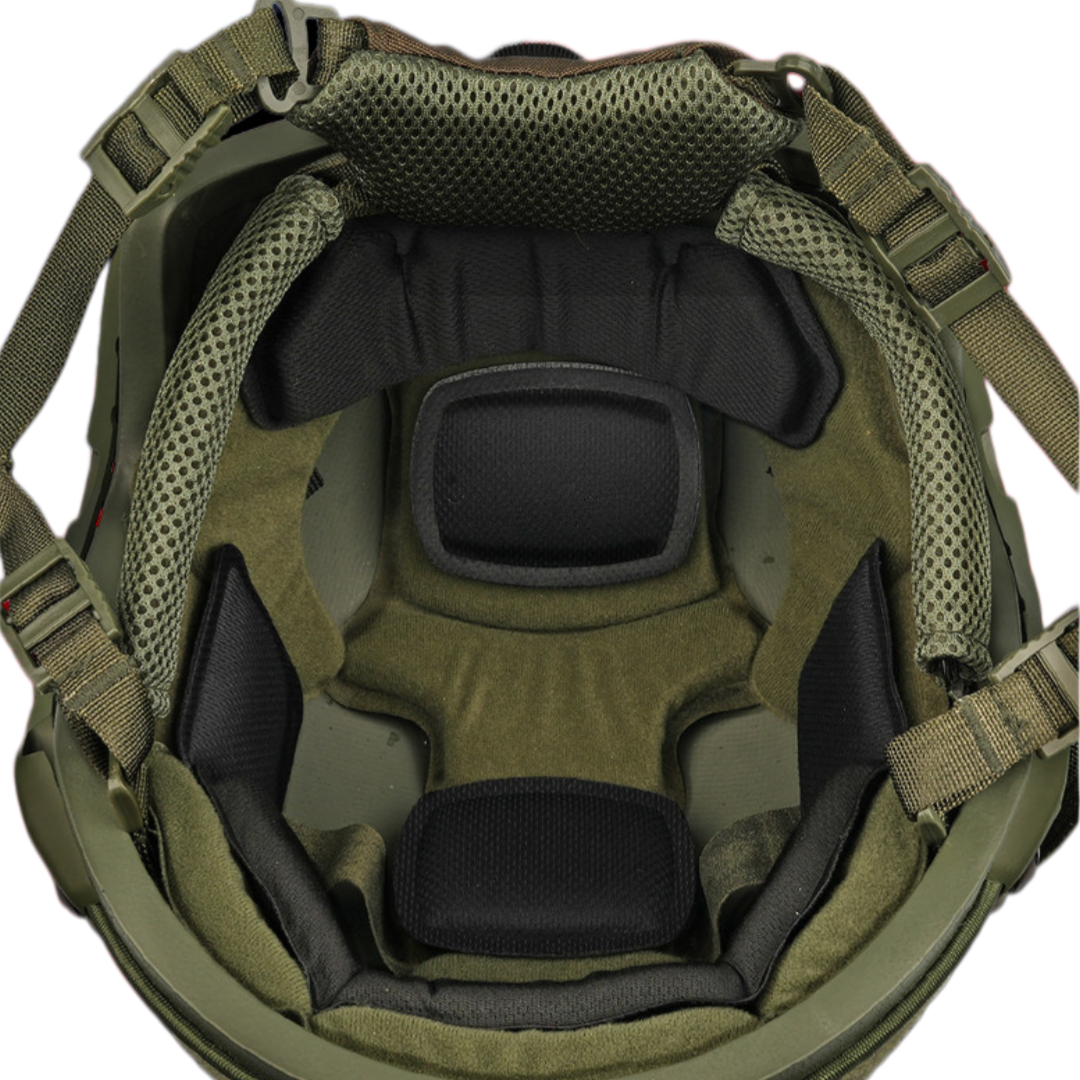 Inner view of the padding on SBD Tactical Level IIIA ballistic helmet