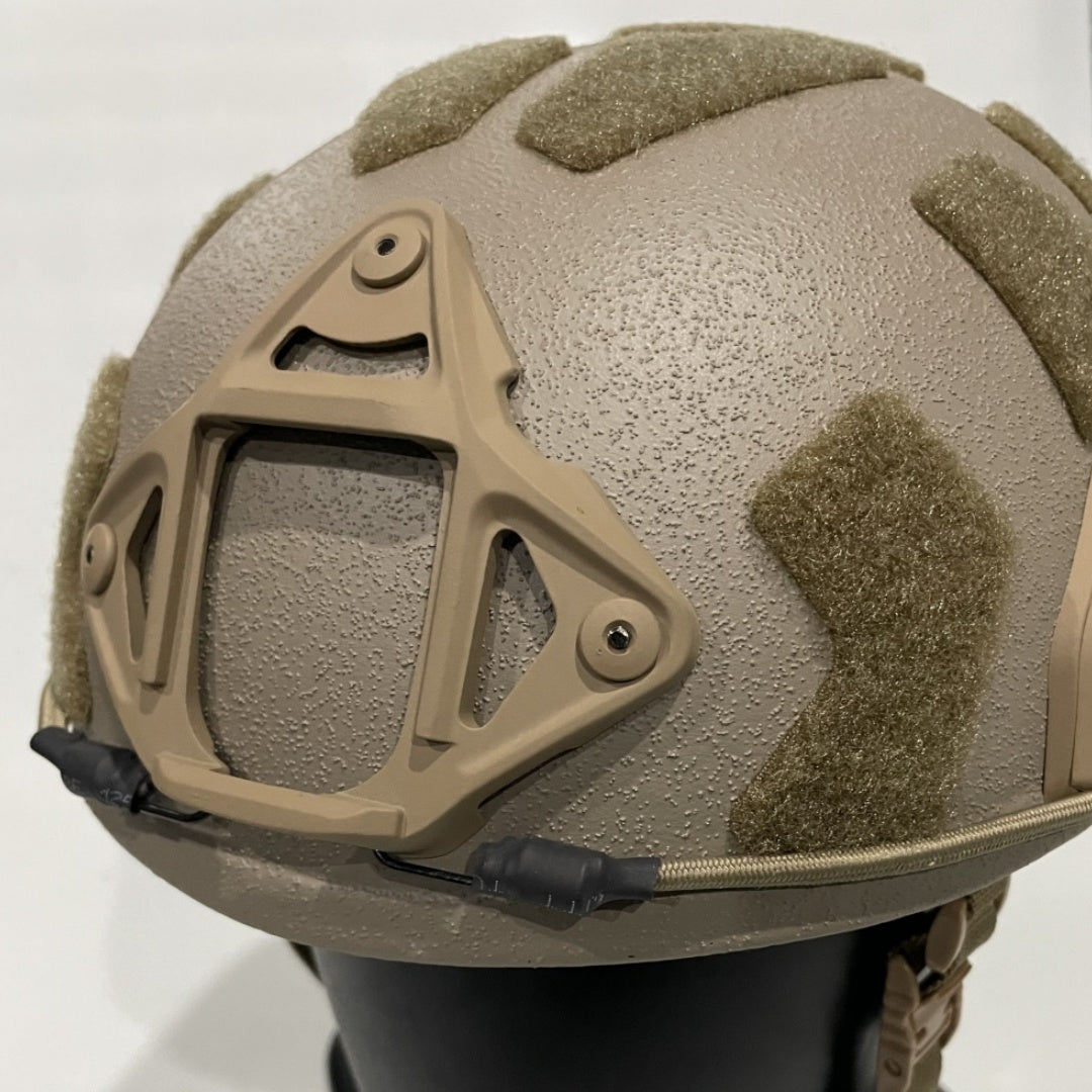 Modular Bungee NVG shroud installed on coyote brown tactical helmet real shot
