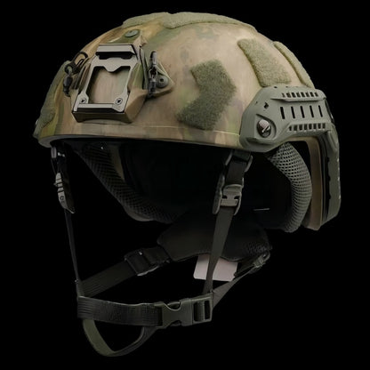 Full rear view of RG Rainforest Green FAST SF tactical ballistic helmet, Level IIIA UHMWPE military ballistic combat helmet